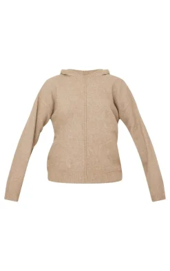 Light Mocha Soft Knit Oversized Hoodie