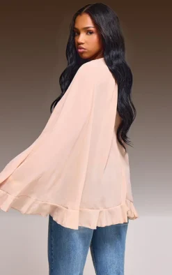 PrettyLittleThing Blouses*Chiffon Frill Hem Cape Crop Top