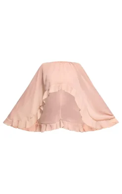 PrettyLittleThing Blouses*Chiffon Frill Hem Cape Crop Top