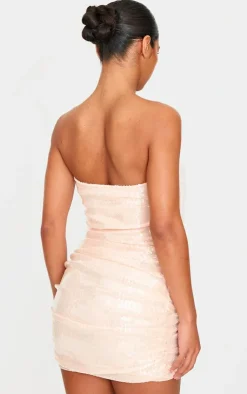 Sequin Draped Bandeau Bodycon Dress-PrettyLittleThing Hot