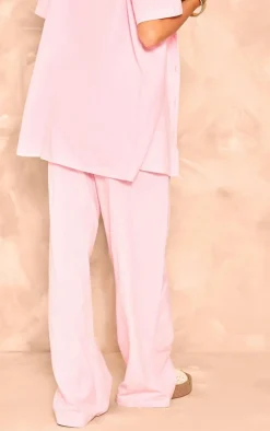 New PrettyLittleThing Linen Look High Waisted Tailored Pants Light Pink