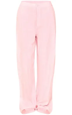 New PrettyLittleThing Linen Look High Waisted Tailored Pants Light Pink