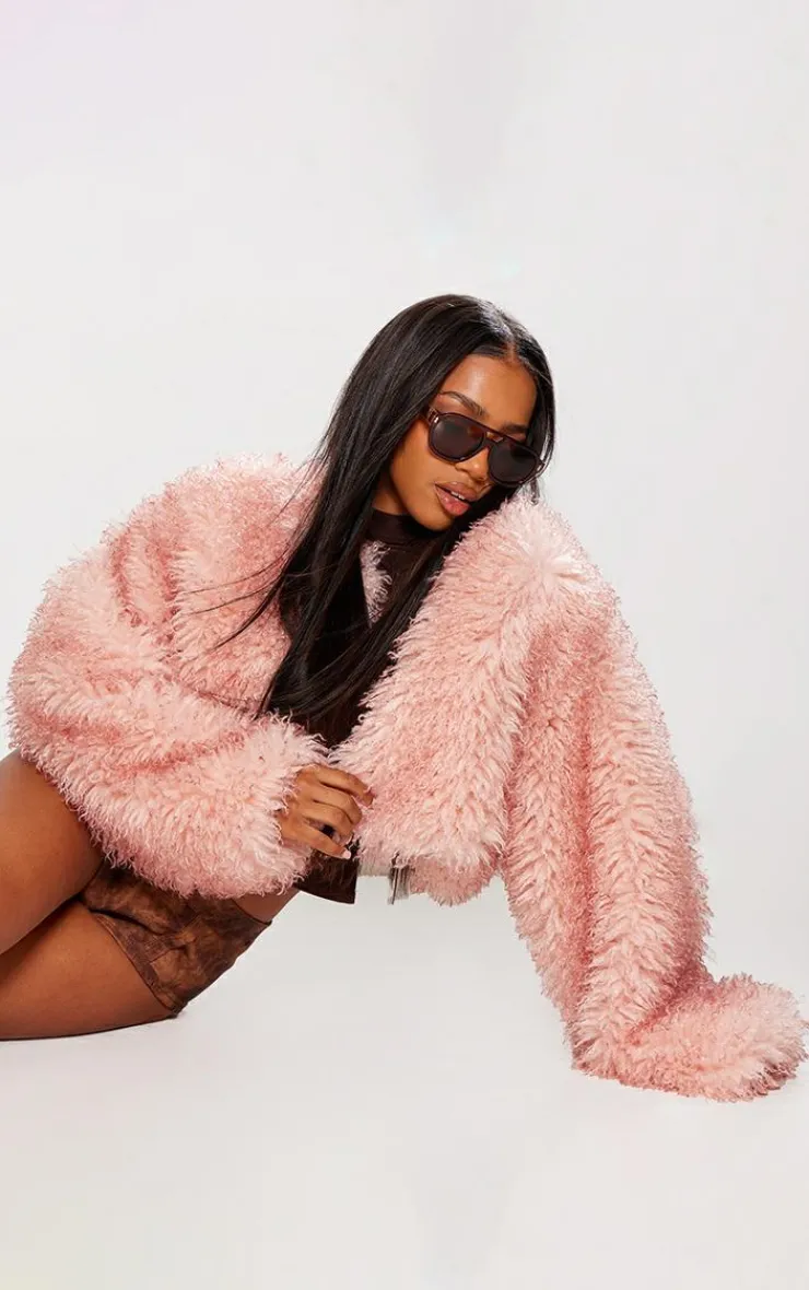 PrettyLittleThing Faux Fur Coats*Ombre Crop Faux Fur Coat
