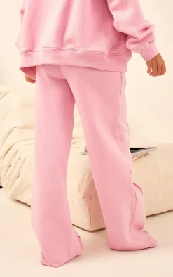 Discount PrettyLittleThing Oversized Wide Leg Seam Detail Sweatpants Light Pink
