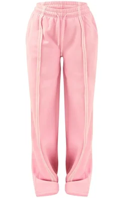 Discount PrettyLittleThing Oversized Wide Leg Seam Detail Sweatpants Light Pink