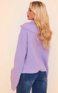 PrettyLittleThing Oversized Sweaters*Brushed Knit Zip Up Oversized Sweater