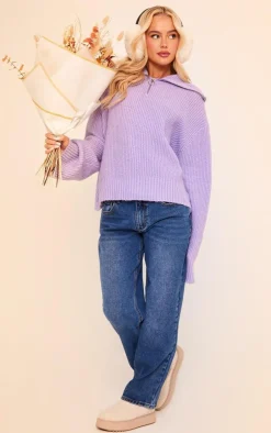 PrettyLittleThing Oversized Sweaters*Brushed Knit Zip Up Oversized Sweater
