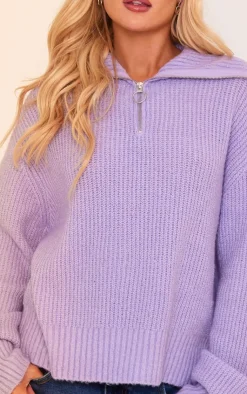 PrettyLittleThing Oversized Sweaters*Brushed Knit Zip Up Oversized Sweater