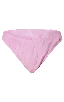 Lilac Burnout Flower Towelling High Leg Bikini Bottoms