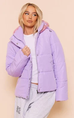 PrettyLittleThing Puffer Jackets*Contrast Hood Puffer Jacket