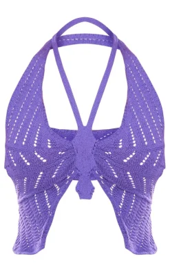 PrettyLittleThing Knitted Tops*Crochet Butterfly Top