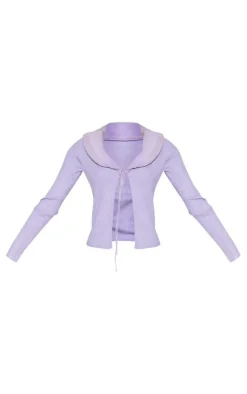 PrettyLittleThing Cardigans*Faux Fur Collar Rib Knit Cardigan