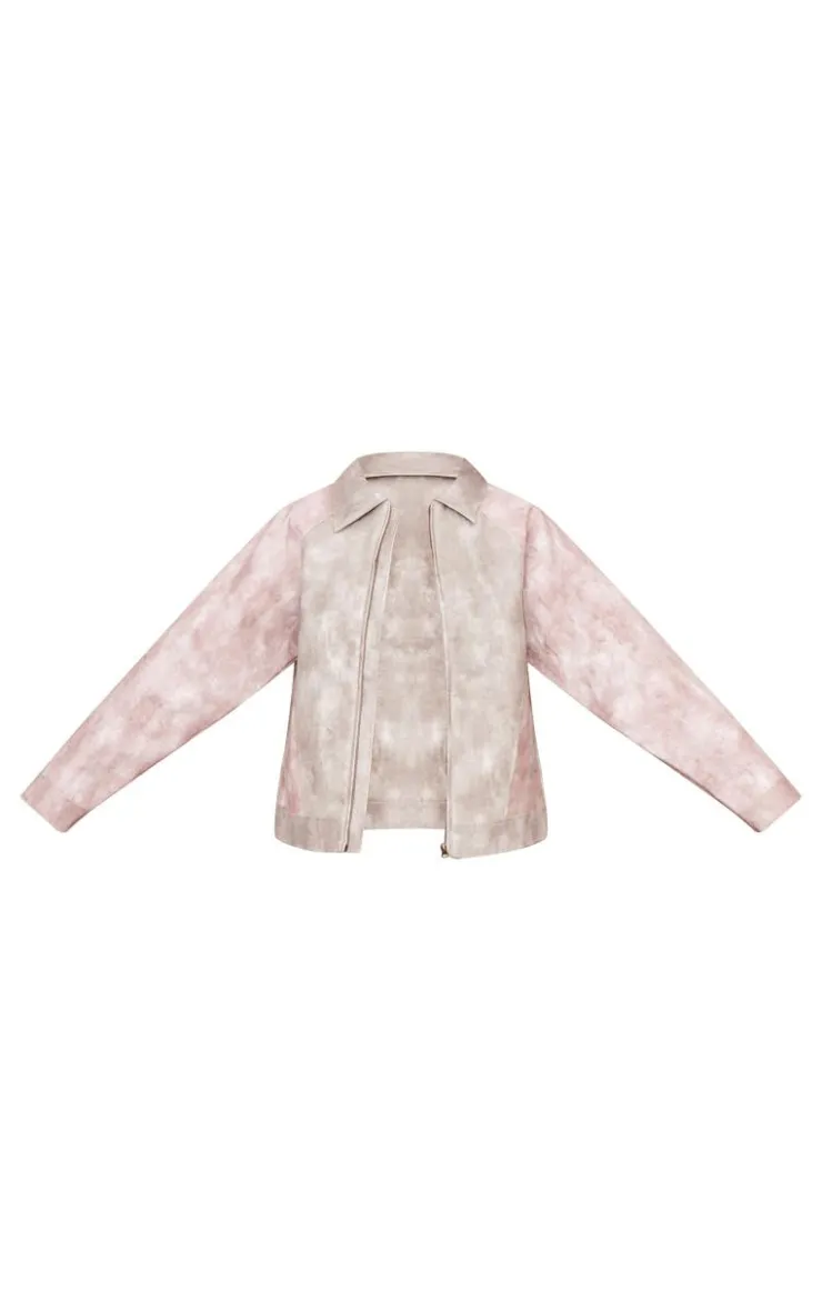 PrettyLittleThing Bomber Jackets*Faux Leather Contrast Panels Bomber Jacket