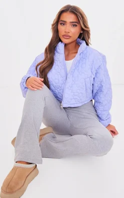 PrettyLittleThing Puffer Jackets*Floral Embossed Cropped Padded Jacket