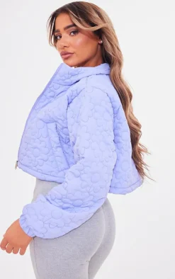 PrettyLittleThing Puffer Jackets*Floral Embossed Cropped Padded Jacket