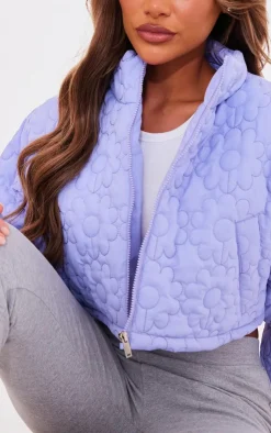 PrettyLittleThing Puffer Jackets*Floral Embossed Cropped Padded Jacket
