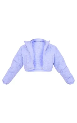 PrettyLittleThing Puffer Jackets*Floral Embossed Cropped Padded Jacket