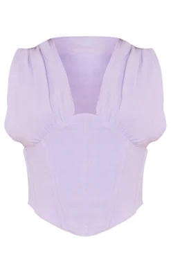 PrettyLittleThing Corsets*Linen Look Ruched Bust Corset Top