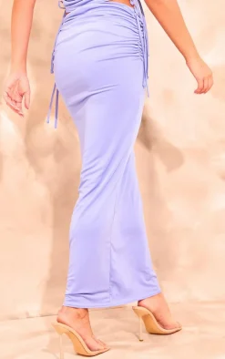 Hot PrettyLittleThing Matte Touch Ruched Tie Maxi Skirt Lilac