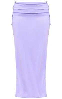 Hot PrettyLittleThing Matte Touch Ruched Tie Maxi Skirt Lilac