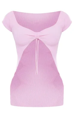 PrettyLittleThing Knitted Tops*Rib Knit Long Line Top