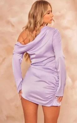 Satin One Shoulder Drape Bodycon Dress-PrettyLittleThing Best