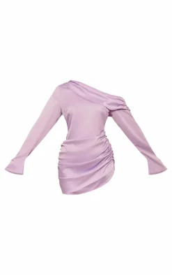 Satin One Shoulder Drape Bodycon Dress-PrettyLittleThing Best