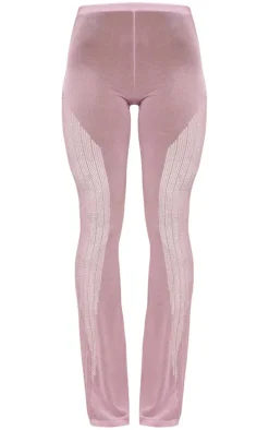 Outlet PrettyLittleThing Sheer Knit Contrast Panels Pants Lilac