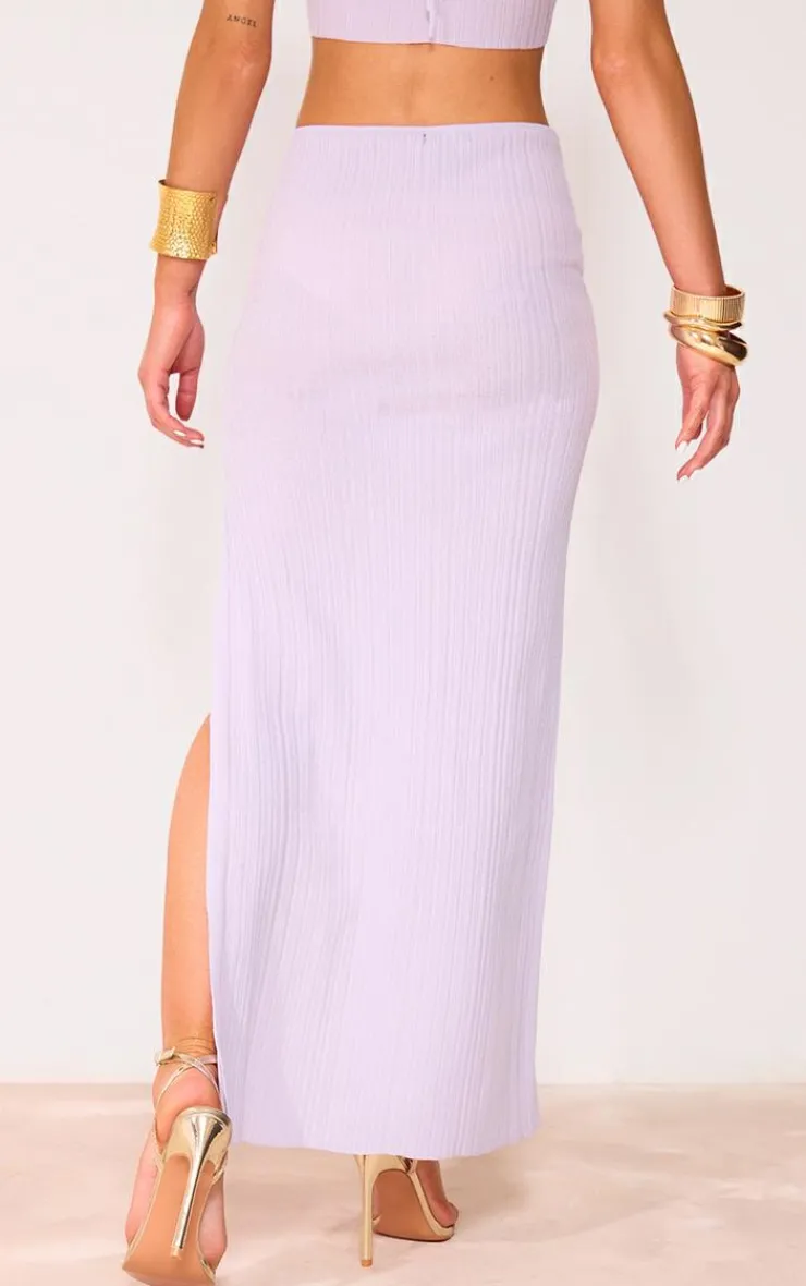 Best PrettyLittleThing Soft Rib Knit Maxi Skirt Lilac