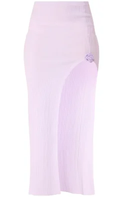 Best PrettyLittleThing Soft Rib Knit Maxi Skirt Lilac