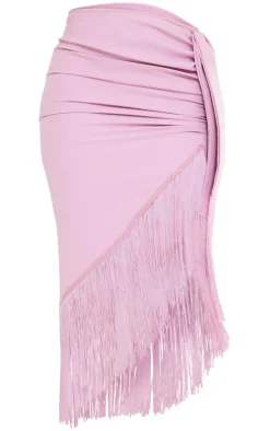 Lilac Tassel Hem Midi Skirt