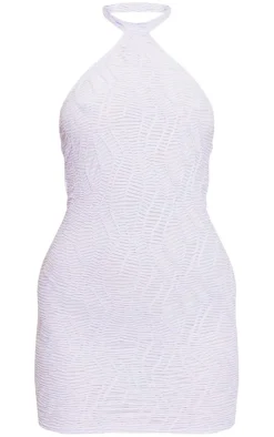 Textured Sheer Tie Neck Detail Backless Bodycon Dress-PrettyLittleThing Clearance