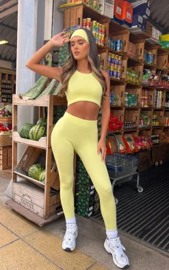 PrettyLittleThing Contour Sleeveless Rib Crop Top Lime