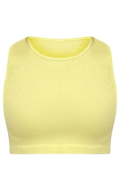 PrettyLittleThing Contour Sleeveless Rib Crop Top Lime