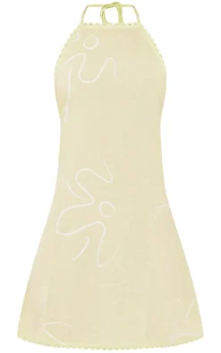Daisy Print Halterneck Shift Dress-PrettyLittleThing Online