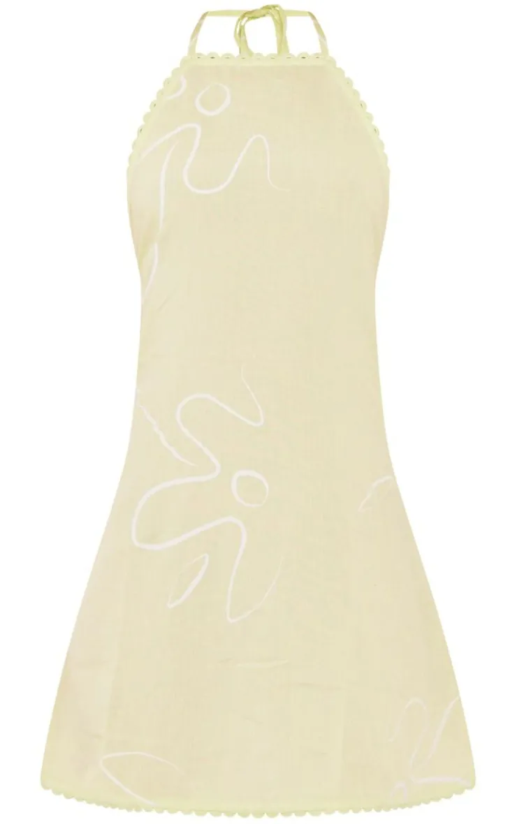 Daisy Print Halterneck Shift Dress-PrettyLittleThing Online