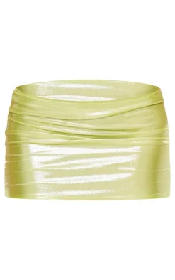 New PrettyLittleThing Iridescent Micro Mini Skirt Lime