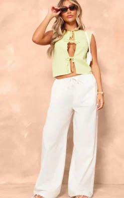 PrettyLittleThing Sleeveless Tops*Linen Look Tie Front Sleeveless Top