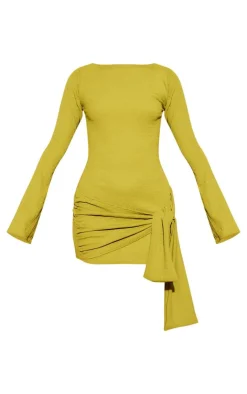 Long Sleeve Drape Bodycon Dress-PrettyLittleThing Sale