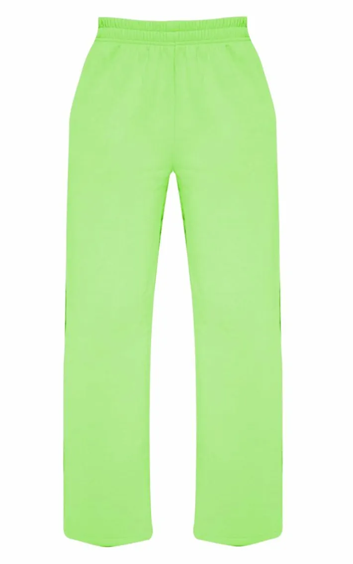 Lime Loopback Elasticated Waist Wide Leg Sweatpants