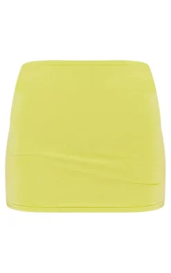 Outlet PrettyLittleThing Low Rise Slinky Micro Mini Skirt Lime