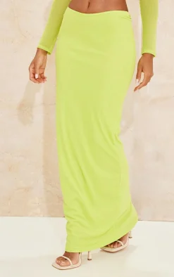 New PrettyLittleThing Mesh Low Rise Midaxi Skirt Lime