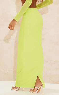 New PrettyLittleThing Mesh Low Rise Midaxi Skirt Lime