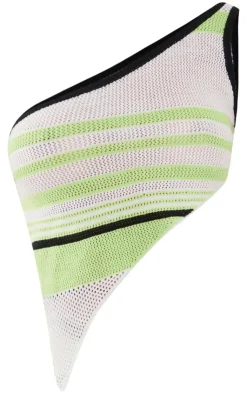 Online PrettyLittleThing One Shoulder Knit Asymmetric Hem Top Lime