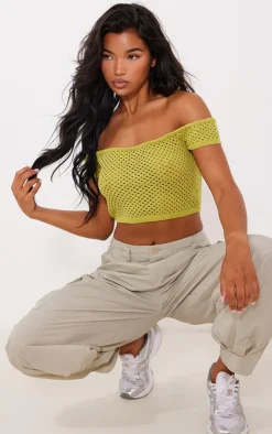PrettyLittleThing Knitted Tops*Open Soft Knit Off The Shoulder Top