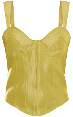 PrettyLittleThing Corsets*Satin Panel Stitch Pointy Bust Corset Top