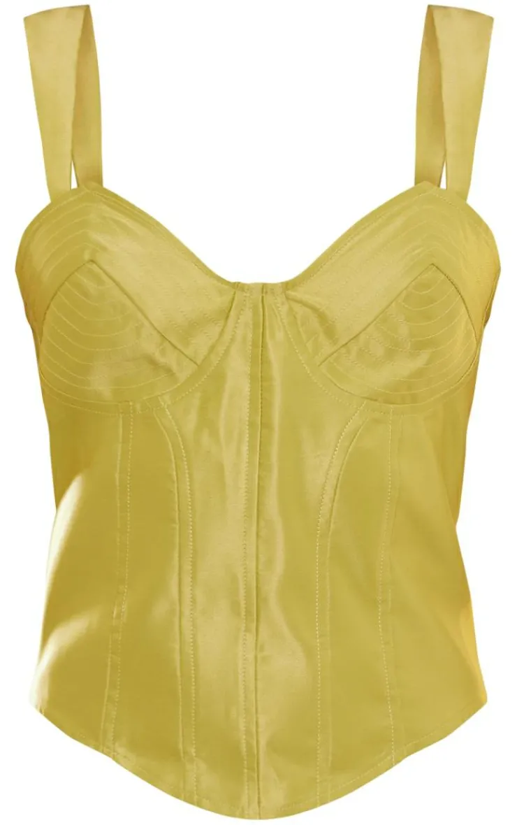PrettyLittleThing Corsets*Satin Panel Stitch Pointy Bust Corset Top