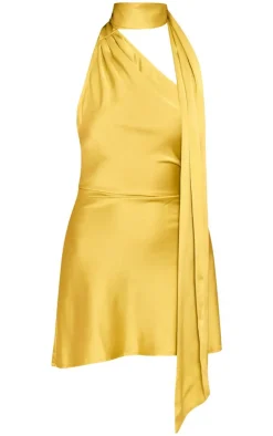 Satin Scarf Detail Bodycon Dress-PrettyLittleThing Outlet