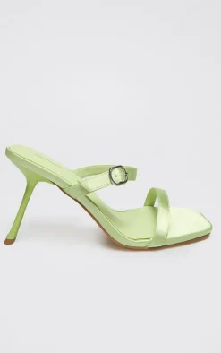 PrettyLittleThing Mules*Satin Square Toe Strappy Heeled Mule Sandals