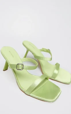 PrettyLittleThing Mules*Satin Square Toe Strappy Heeled Mule Sandals
